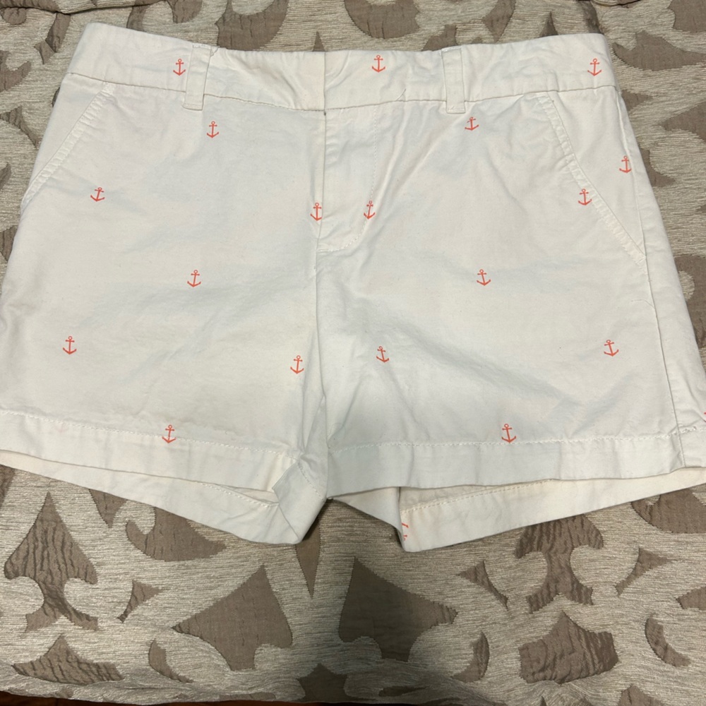 Tommy Hilfiger anchor shorts coral white pockets clasp and button